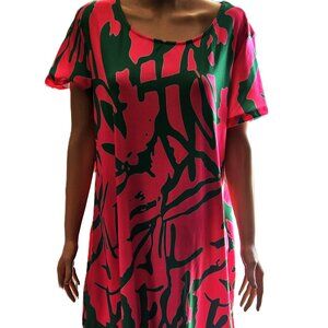 Abstract Casual Loose Crew Neck Dress Size Large
